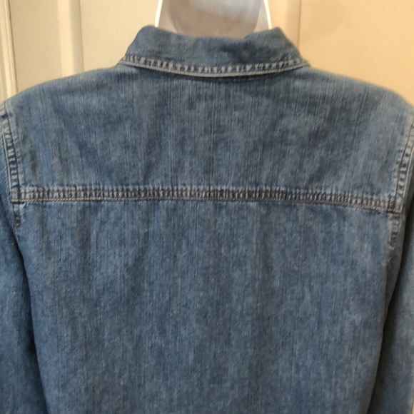 ANN TAYLOR 💯% cotton denim tunic top•front lacing•long sleeve•size 8 - Picture 7 of 17